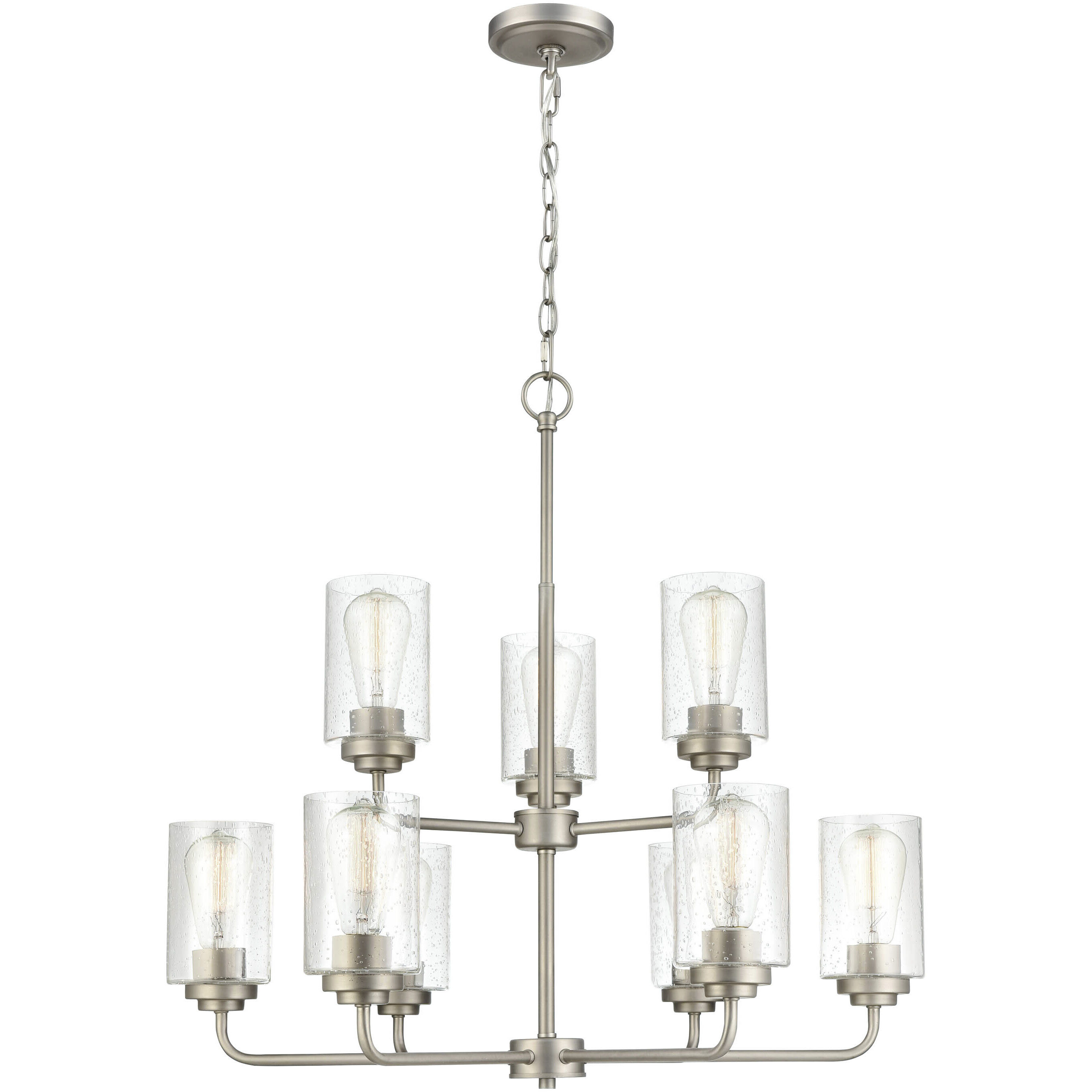 Moven 9 Light 28 inch Satin Nickel Chandelier Ceiling Light